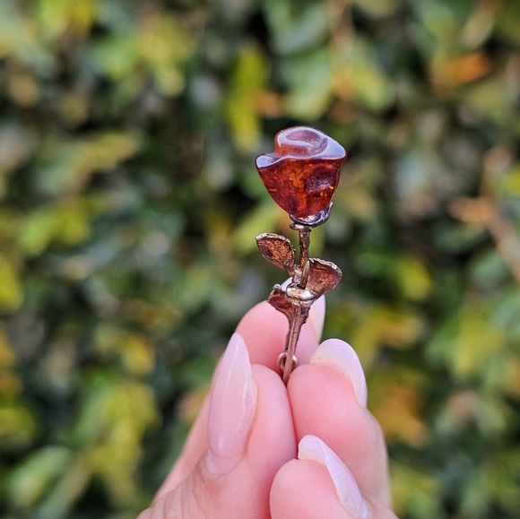 Vtg Amber Rose on Sterling - Picture 8 of 8